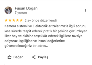 FD Sanat Merkezi kamera sistemi arızası sonrası müşteri yorumu