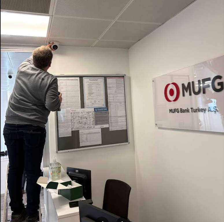 MUFG Bank Türkiye güvenlik kamera sistemi montaj çalışması